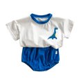 thumbnail image 1 of Toddler Kids Baby Boys Girls Cute Cartoon Animals Short Sleeve T Shirt Blouse Tops Solid Shorts Pants Outfit Set 2PCS Clothes, 1 of 6