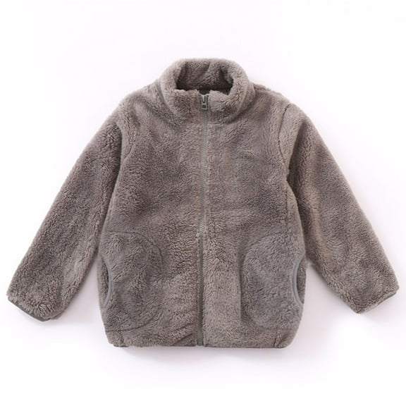 Toddler Kids Baby Boys Girls Fashion Cute Solid Color Windproof Pocket Zipper Jacket Keep Warm Coat