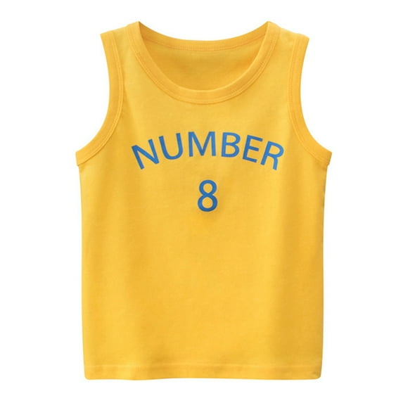 Toddler Kids Baby Boys Girls Letter Number 8 Sleeveless Crewneck Vest T Shirts Tops Tee Clothes For Children