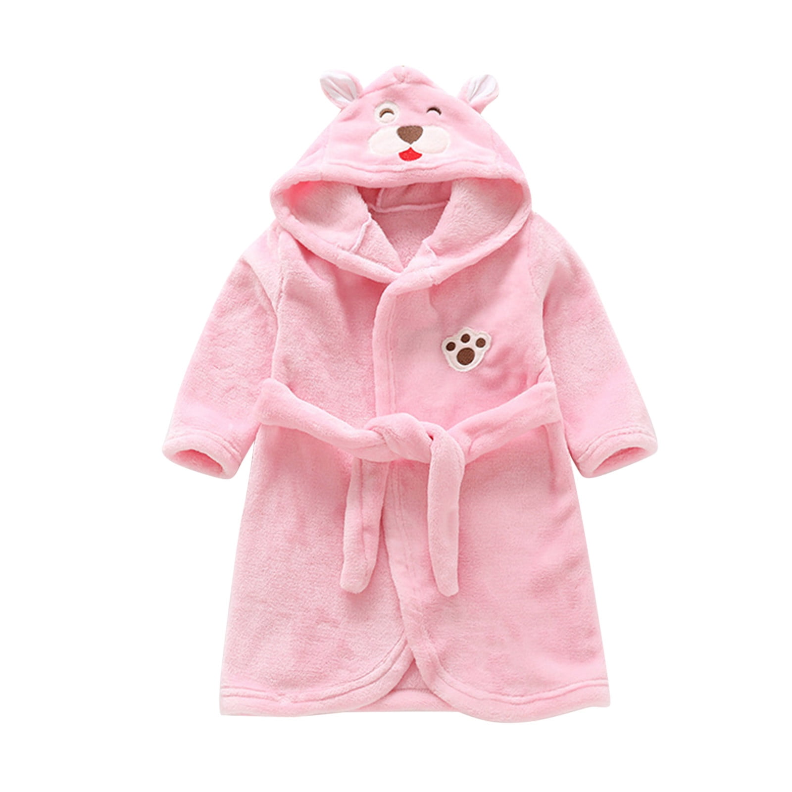 Toddler Kids Baby Boys Girls Night Robe Dress Cartoon Bathrobes Hooded Warm Flannel Night Robe