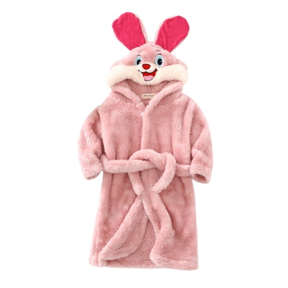 Toddler Kids Baby Boys Girls Night-robe Suit Cartoon Bathrobes Hooded Warm Flannel Night-Robe Cute Pajamas