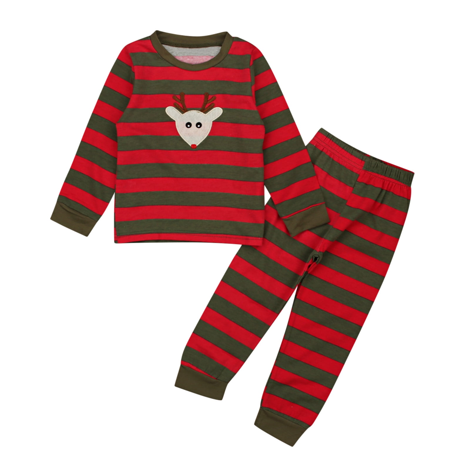 Toddler Kids Baby Boys Girls PJ's Pajamas Christmas Sleepwear Striped