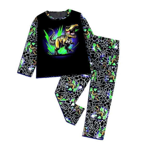 Toddler Kids Baby Boys Girls Pajamas Personality Cartoon Print Long Sleeve Top Trousers Outfits Set,Size 4-5 Years