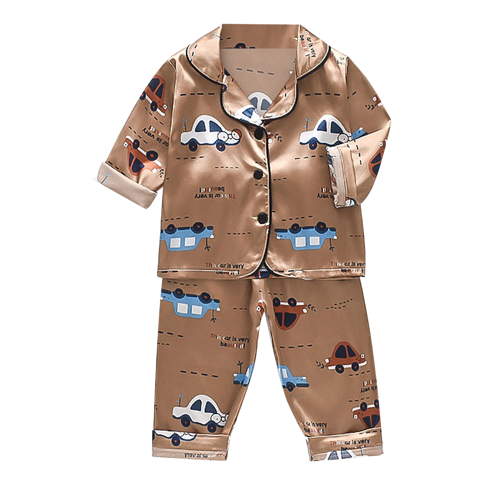 Toddler Kids Baby Boys Girls Satin Cartoon Button Down Shirt Tops