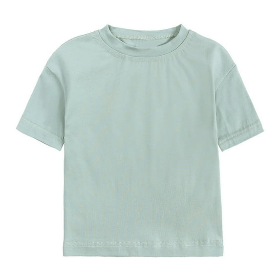Toddler Kids Baby Boys Girls Solid Basic Short Sleeve Crewneck T Shirts Tops Tee Clothes For Children Green Playwear For Kids 2 Years-3 Years