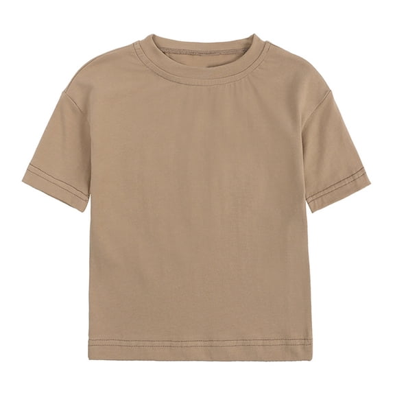 Toddler Kids Baby Boys Girls Solid Color Basic Short Sleeve Crewneck T-Shirts Tops Tee Clothes Toddler Children Child Leisure Outwear