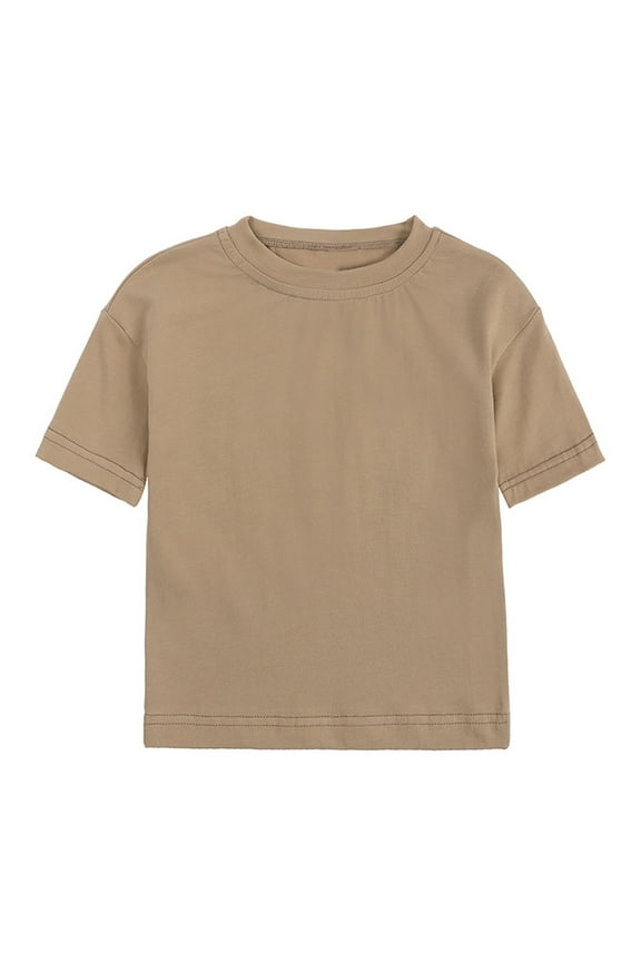 Toddler Kids Baby Boys Girls Solid Color Basic Short Sleeve Crewneck T-Shirts Tops Tee Clothes Toddler Children Child Leisure Outwear