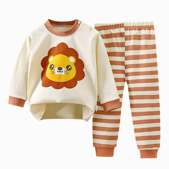 Toddler Kids Baby Boys Girls Solid Pjs Ruffle Long Sleeve Button Shirt Top and Pants Cotton 2Piece Pajamas Set Long Sleeve Leisure Homewear Gift,5-6 Years