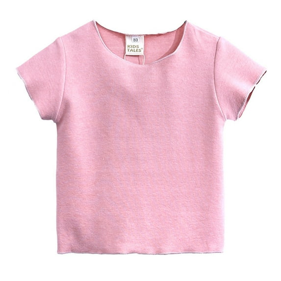 Toddler Kids Baby Boys Girls Solid Short Sleeve Crewneck T Shirts Tops Tee Clothes For Children