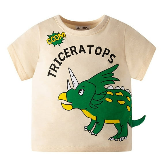 Toddler Kids Baby Boys Girls Summer Cartoon Dinosaur Short Sleeve Crewneck T Shirts Tops Tee Clothes For Children Outfits 2-3T
