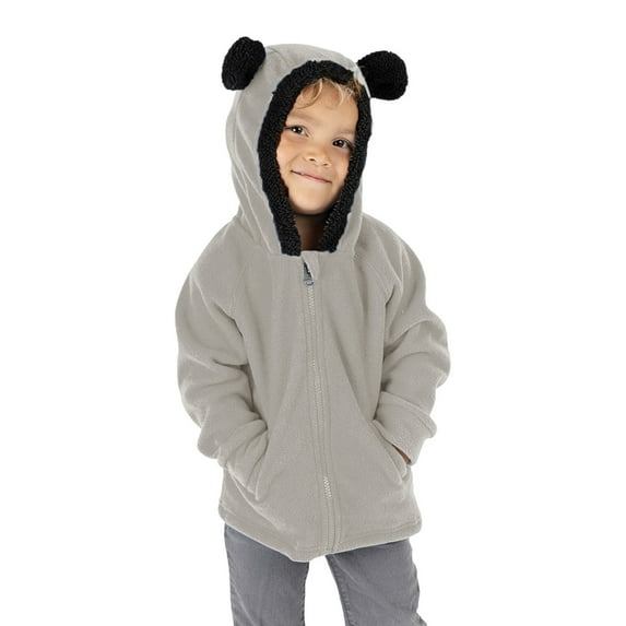 Toddler Kids Baby Boys Girls Sweatshirt Jacket Outerwear Coat Fall Winter Zip Up Cute Bear Ears Hooded Warm Coat Outwear