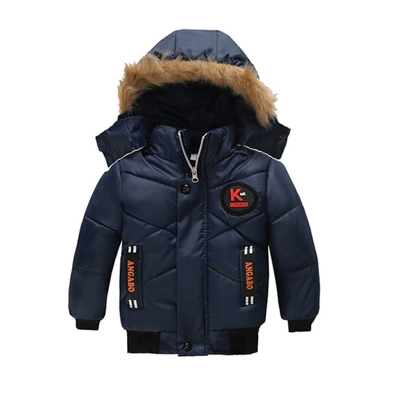 Toddler Kids Baby Boys Girls Winter Jacket Zipper Button Hooded Windproof Coat