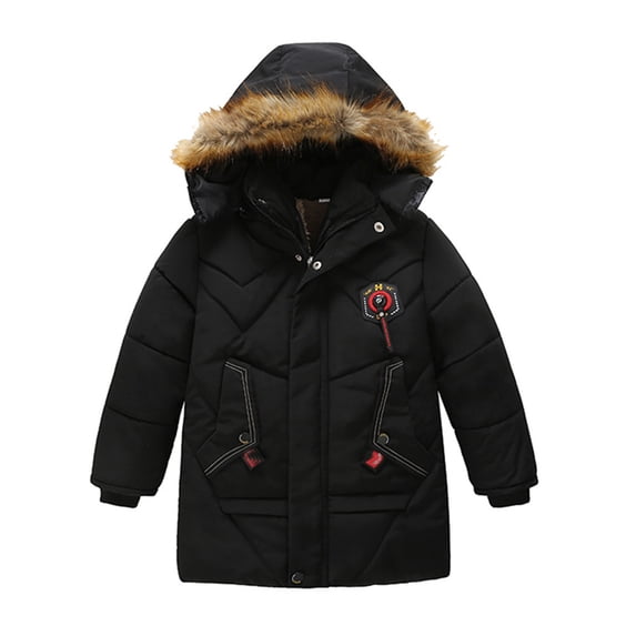 Toddler Kids Baby Boys Girls Winter Jacket Zipper Button Hooded Windproof Coat