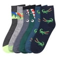 thumbnail image 1 of Toddler Kids Baby Boys Soft Computer Crew Socks, Mutli-Color Animal Cartoon Crocodile, 02-3, 6 Pairs, 1 of 1