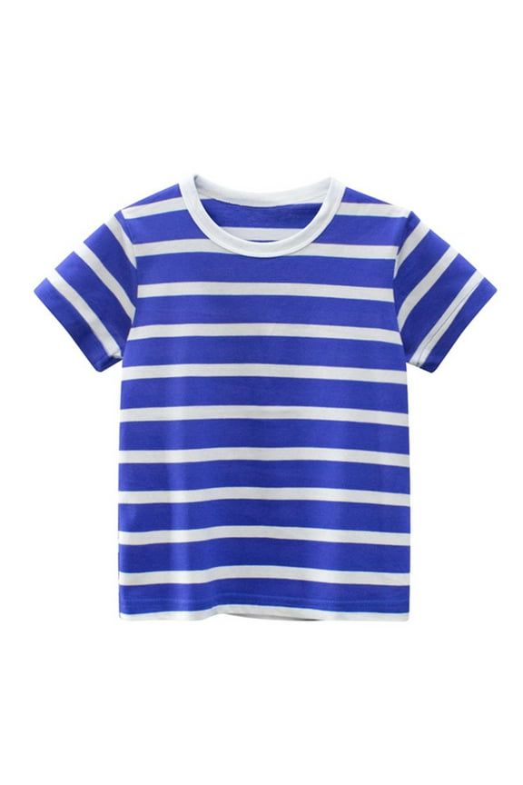 Toddler Kids Baby Boys Striped T-Shirt Simple Style Summer Short Sleeve Crewneck T Shirts Tee Tops For Children Cute Versatile Clothes