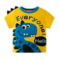 thumbnail image 1 of Toddler Kids Baby Boys Summer Cartoon Cute And Funny Dinosaur Short Sleeve Crewneck T Shirts Tops Tee Yellow And White Optional, 1 of 8
