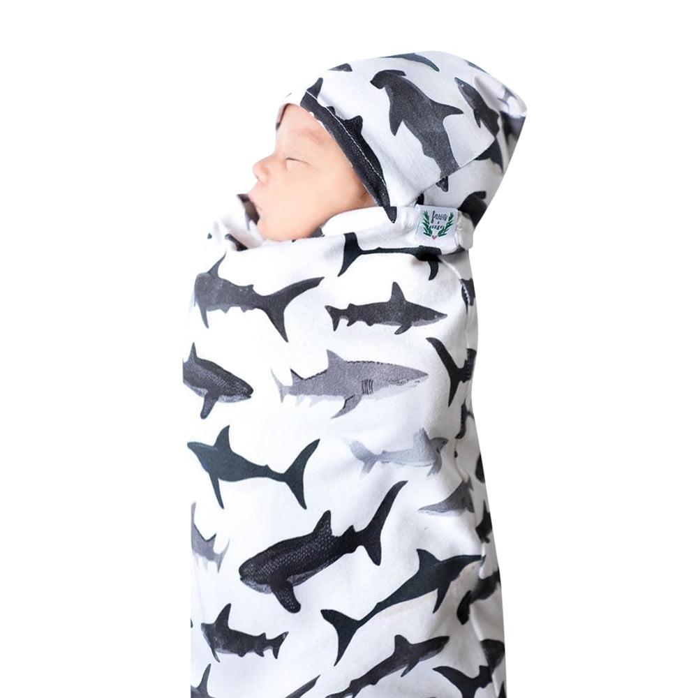 Toddler Kids Baby Care Baby Boy Swaddle Blanket Sleeping Swaddle Muslin Wrap Hat Set