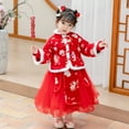 thumbnail image 1 of Toddler Kids Baby Children Fairy Hanfu Dresses for Chinese New Year Lined Warm Princess Dresses Embroidery Tang Suit with Bag Performance, 1 of 6