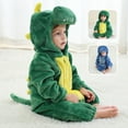 thumbnail image 1 of Toddler Kids Baby Cute Dinosaur Fleece Long Sleeve Jumpsuit One Piece Jumpsuits Rompers for Boys Girls, Children's Cosplay Costume Blue qILAKOG 12 Months, 1 of 7