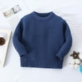 thumbnail image 1 of Toddler Kids Baby Girl Boy Crewneck Long Sleeve Solid Sweater For Knitted Sweater Autumn Winter Warm Pullover Tops Coat Jacket Casual Shirts Tees Tops Girls Boys ,Dark Blue,12-18 Months, 1 of 3