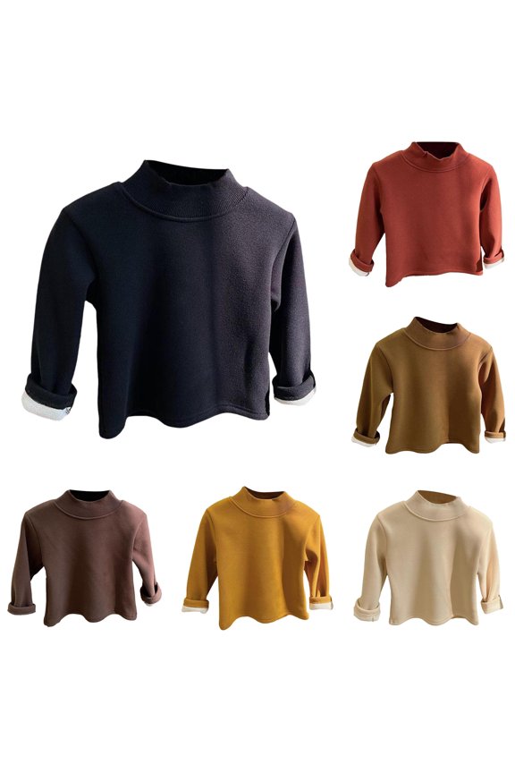 Toddler Kids Baby Girl Boy Crewneck Long Sleeve Solid Sweater for Sweater Autumn Winter Warm Pullover Tops Shirt Basketball Apparel Boy Kids Thermal Shirts Long Sleeve Basketball Pack Boys Surf