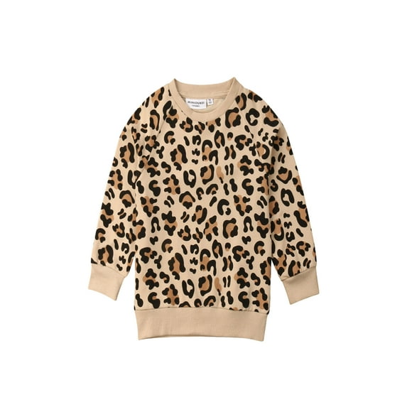 Toddler Kids Baby Girl Boy Leopard Print Top T-shirt Sweatshirts Autumn Clothes