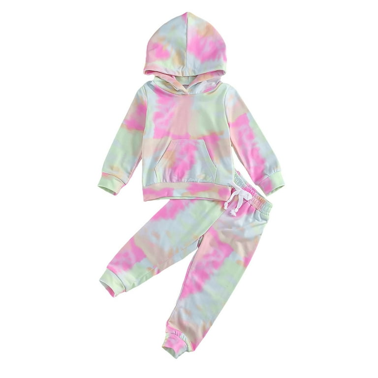 Toddler Kids Baby Girl Boy Tie Dye Outfit Long Sleeve Sweatsuit