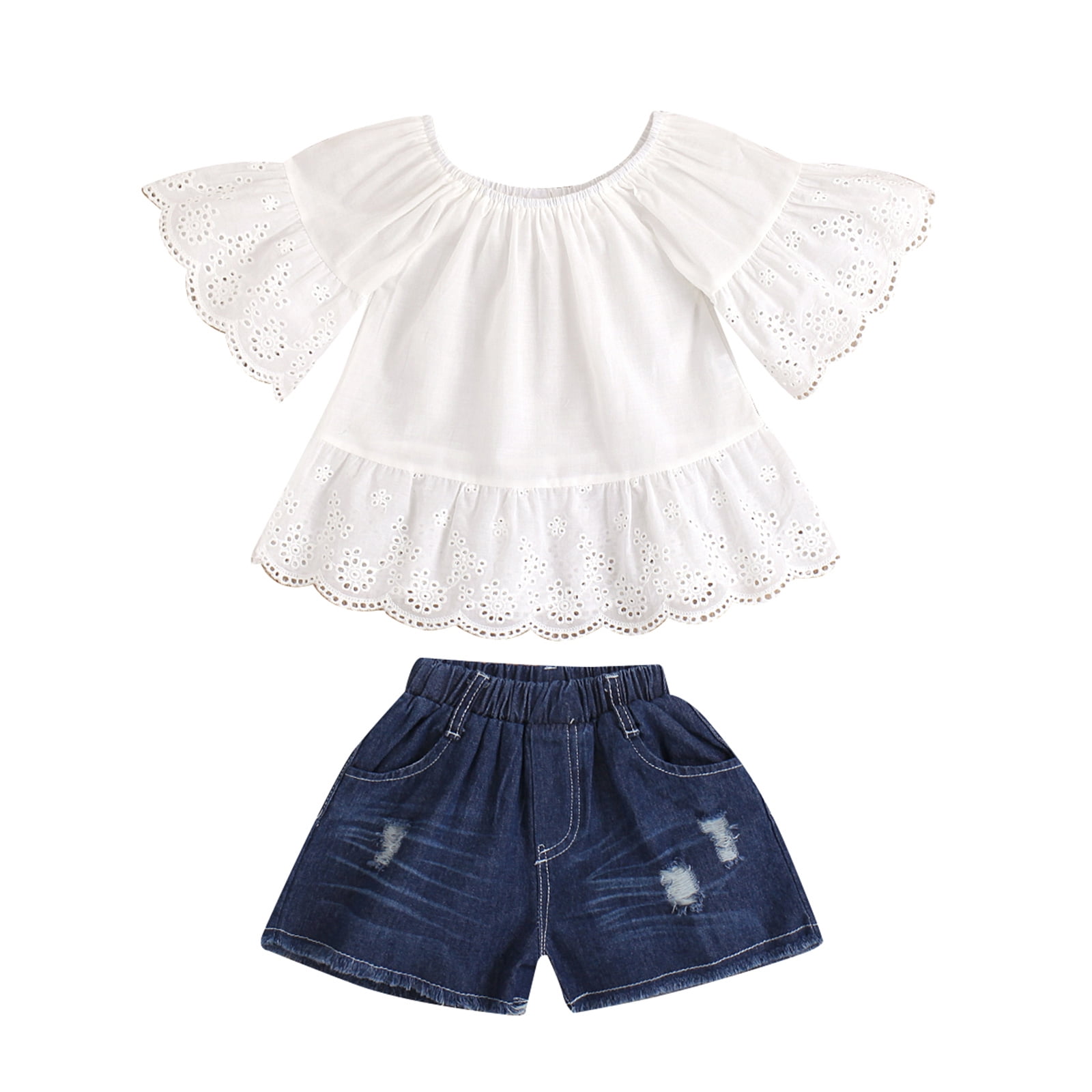 2023 Summer Toddler Girl Clothes Set Short Sleeve White Heart Polka Dot  Shirt And Blouse With Lace Jeans And Pants For Baby To 12 Years From  Jincaoyu, $21.12