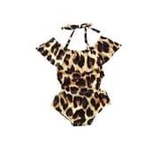 WSEVYPO Toddler Kids Baby Girl Soild Ruffle Swimwear Swimsuit Bathing Suit Beachwear