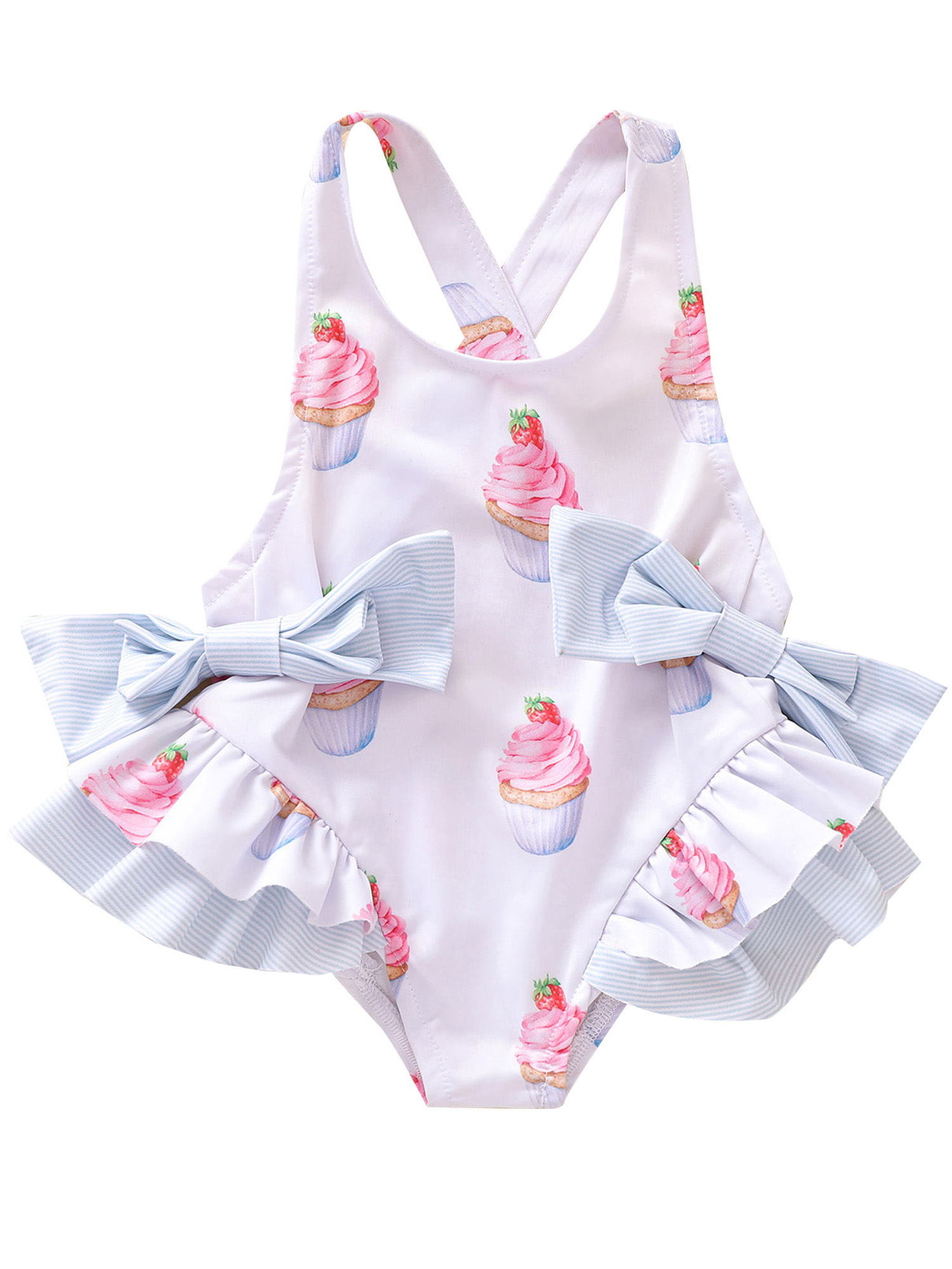 Toddler Kids Baby Girls Bowknot Cupcake One-Piece Swimsuit Bathing Suit