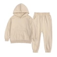 thumbnail image 1 of Toddler Kids Baby Girls Boys Spring Winter Solid Color Long Sleeve Pants Hooded Hoodies Sweatshirts Set Outfits Sets Boy Dailywear, 1 of 3