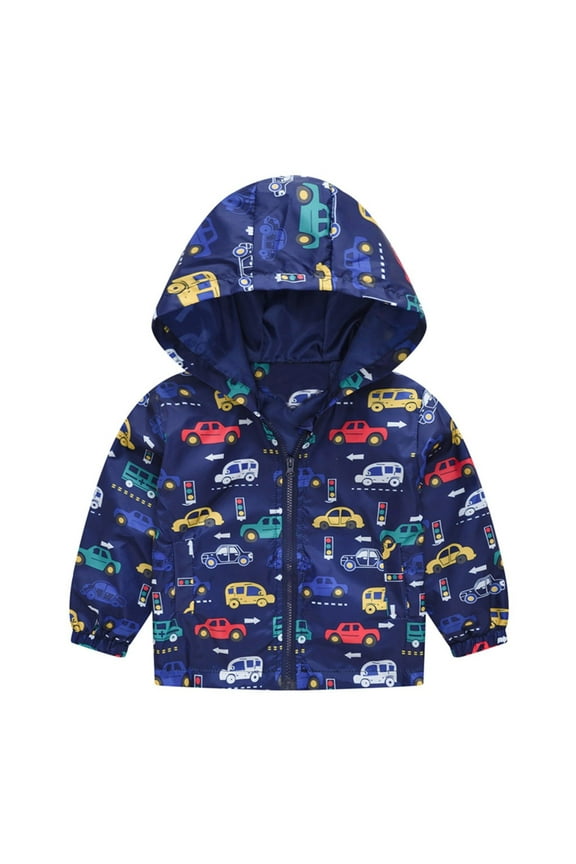 Toddler Kids Baby Girls Boys Zipper Hooded Coat Jacket Tops Cartoon Cat Car Spring Outwear 2 Years