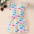 thumbnail image 1 of Toddler Kids Baby Girls Casual Short Jumpsuits Cute Flowers/Leopard Print Flying Ruffle Sleeve Cross Back Rompers Summer Fashion Sleeveless Onesie Clothes Multicolor qILAKOG 5-6Years, 1 of 6