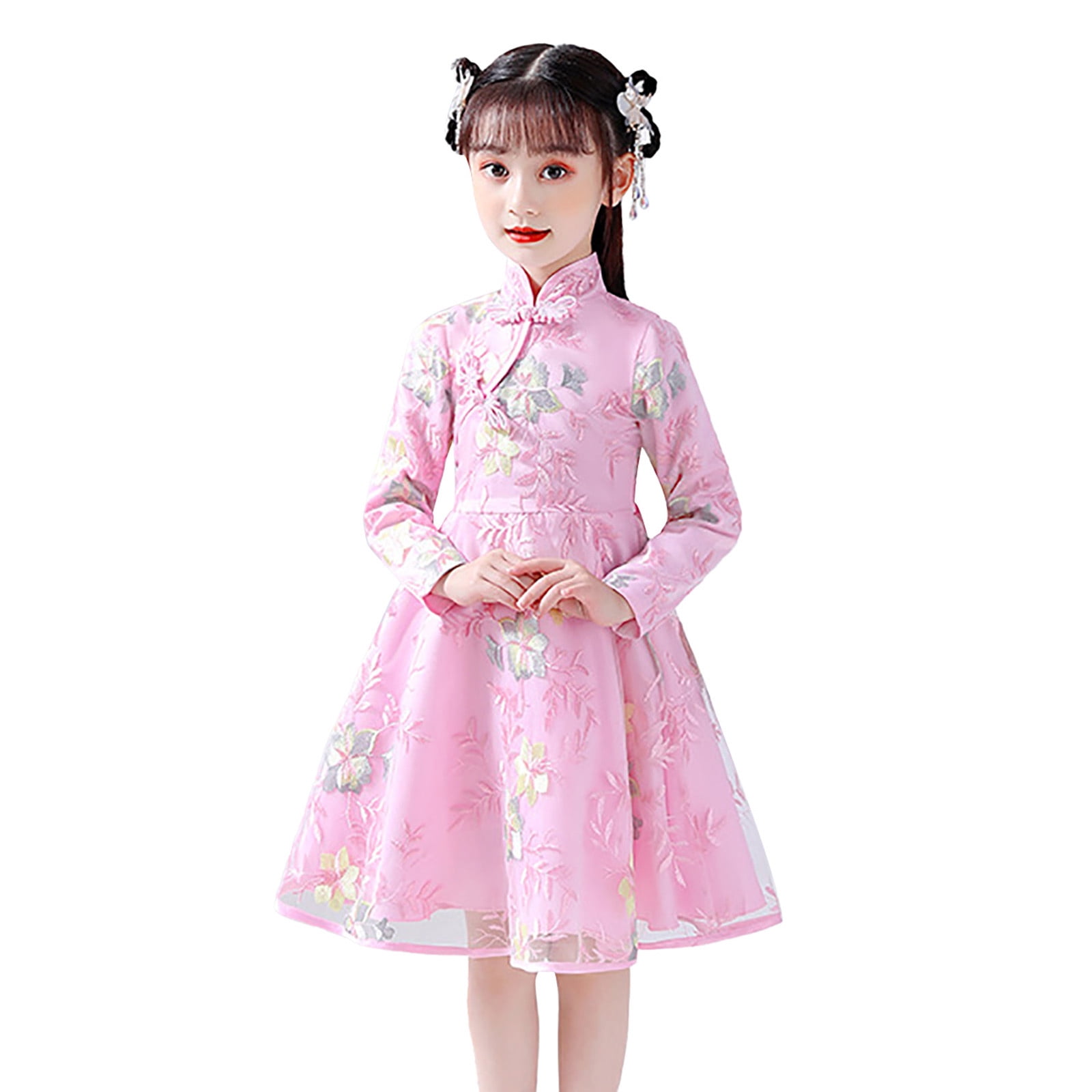 Girls Chinese Cheongsam Hanfu Dress – Phoenix Embroidery Wedding & Performance Princess Costume