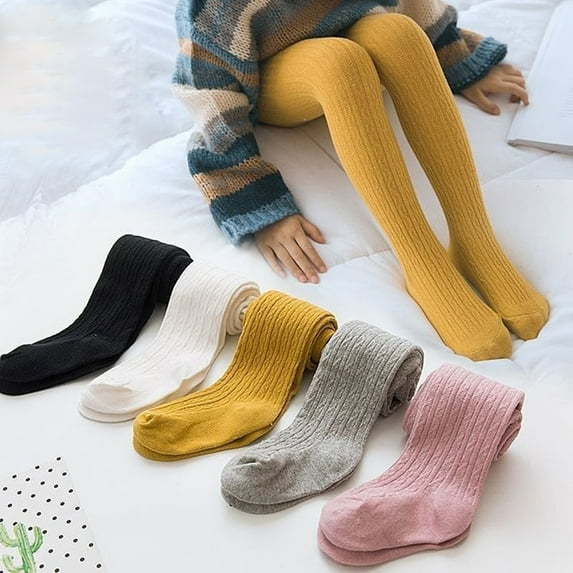 Toddler Kids Baby Girls Cotton Solid Warm Leggings Pantyhose Stretchy Basic Full Length Pants Socks Pantihose For Winter