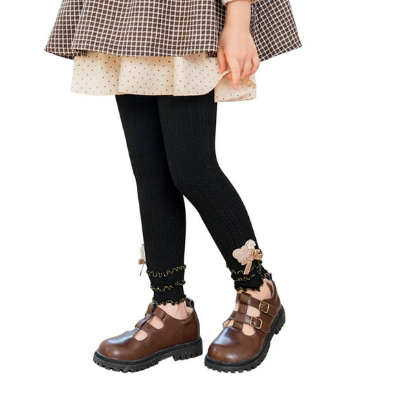 Toddler Kids Baby Girls Cotton Thick Lined Warm Leggings Knitted Pantihose Stretchy Basic Ninth Pants Pantyhose For Winter Stocking