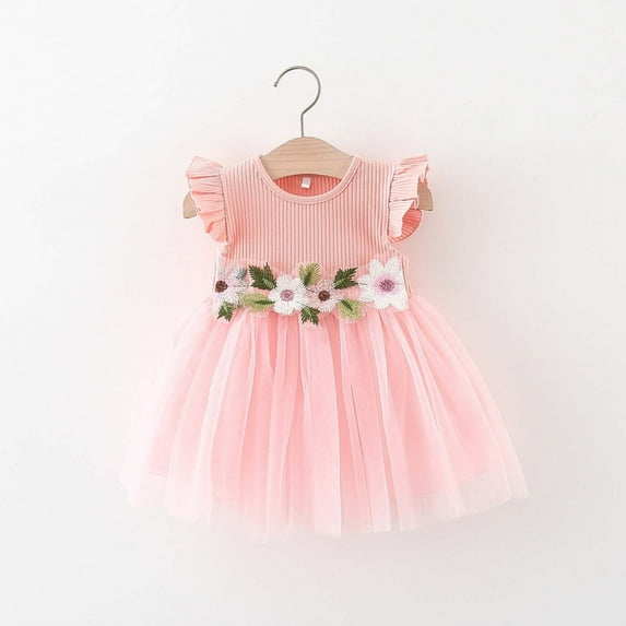 Toddler Kids Baby Girls Fashion Cute Sleeveless Sweet Flower Lace Dress