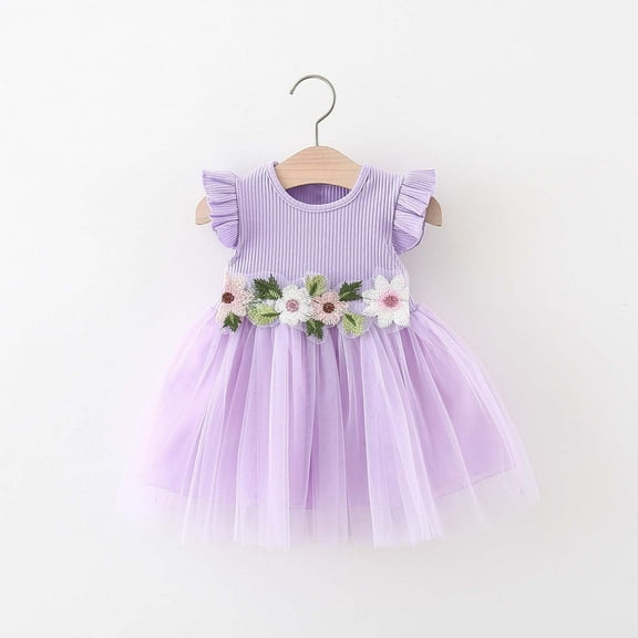 Toddler Kids Baby Girls Fashion Cute Sleeveless Sweet Flower Lace Dress