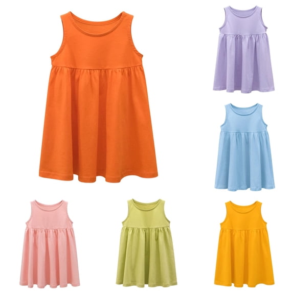 Toddler Kids Baby Girls Sleeveless Casual A Line Skater Dress for School Party Dresses Flannel Girls