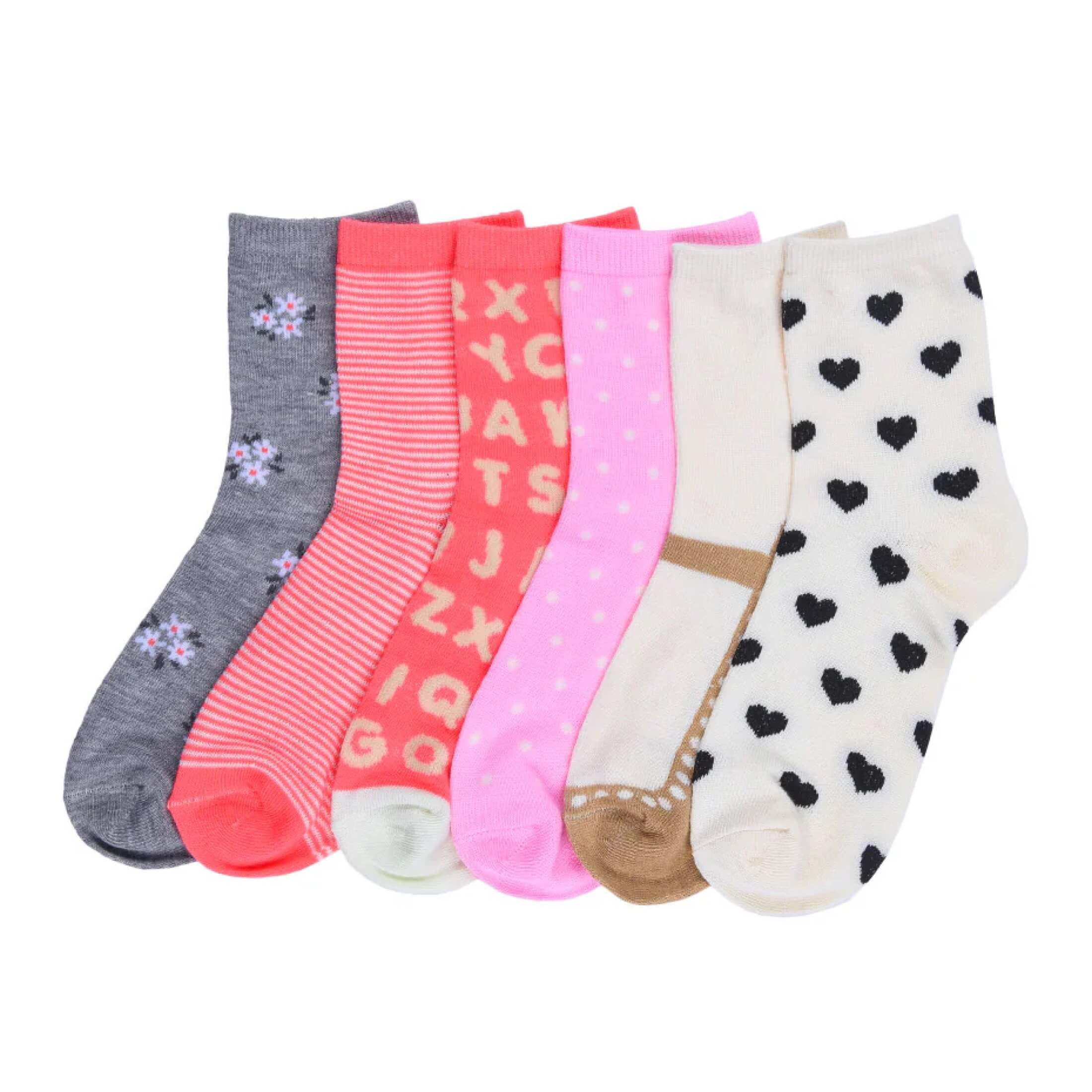 Toddler Kids Baby Girls Soft Computer Crew Socks, Mutli-Color Heart ...