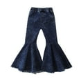 thumbnail image 1 of Toddler Kids Baby Girls Solid Color High Waist Denim Bell Bottoms Jeans Fashionable Beautiful Leisure, 1 of 4
