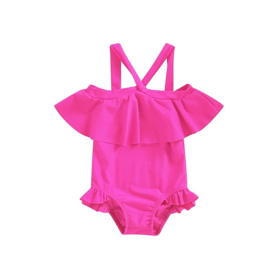 Toddler Kids Baby Girls Swimsuits Off Shoulder Strap Ruffles Bikinis Swimwear 12M 18M 24M 3T 4T Beachwear Bathing Suits