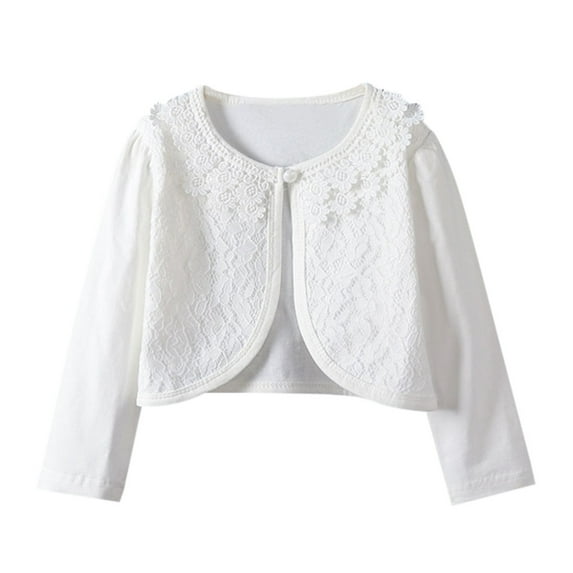 Toddler Kids Baby Little Girls Lace Princess Bolero Cardigan Shrug Tops Clothes White Playwear For Kids 7 Years-8 Years