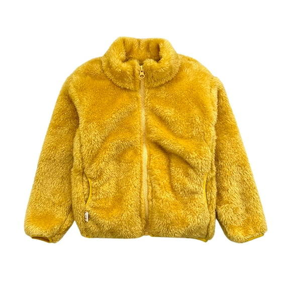 Toddler Kids Baby Solid Wool Coat Warm Thick Winter Jacket with Zipper and Pockets Soft Cozy Outerwear for Boys and Girls