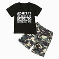 thumbnail image 1 of Toddler Kids Boy Summer Clothes Sets 1t 2t 3t 4t 5t Letter Short Sleeve Tops Camouflage Shorts Outfits Black 3-4 Years, 1 of 7