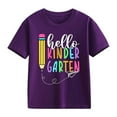 thumbnail image 1 of Toddler Kids Boys Back School T Shirt Rock Hand Print Casual Short Sleeve Top Clothes Purple Size 4-5T, 1 of 6