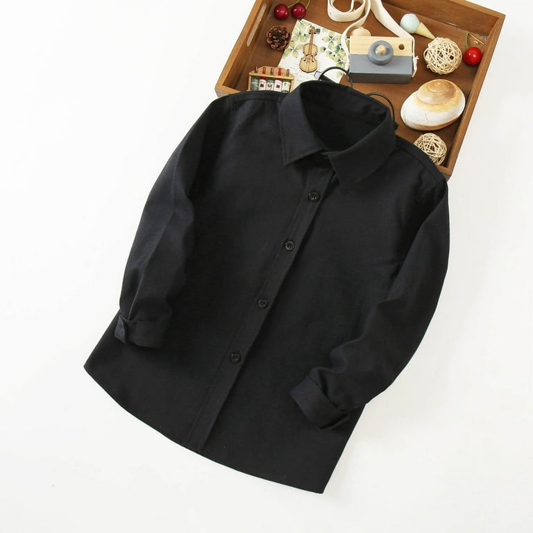 Toddler Kids Boys British Style Uniform Shirt Gentleman Outfit Student Blouse Fashion Tweens Long Sleeve Blouse Solid Color School Shirts Blouses Tops
