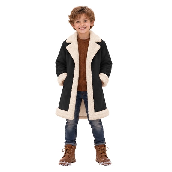 Toddler Kids Boys Lined Overcoat Long Sleeve Open Front Warm Cozy Windproof Elegant Outerwear 3-4 Years