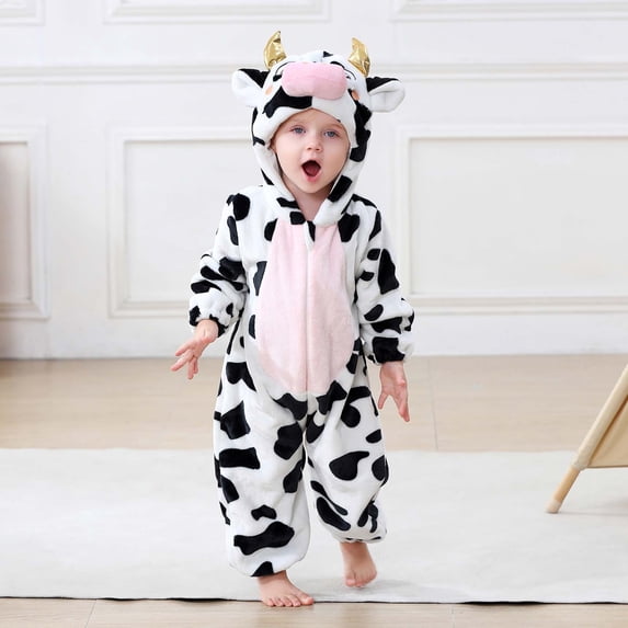 Toddler Kids Boys Girls Animal Fleece Romper Jumpsuit Teens Long Sleeve Thermal Outfit With Pocket Girls Soft Zipper Hooded Bodysuit Spring Comfortable Outwear Onesie Black 31-36 Months