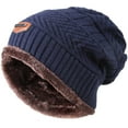 thumbnail image 1 of Toddler Kids Boys Girls Beanie Slouchy Hat Winter Windproof Warm Knit Skull Cap 5-14 Years Navy, 1 of 14